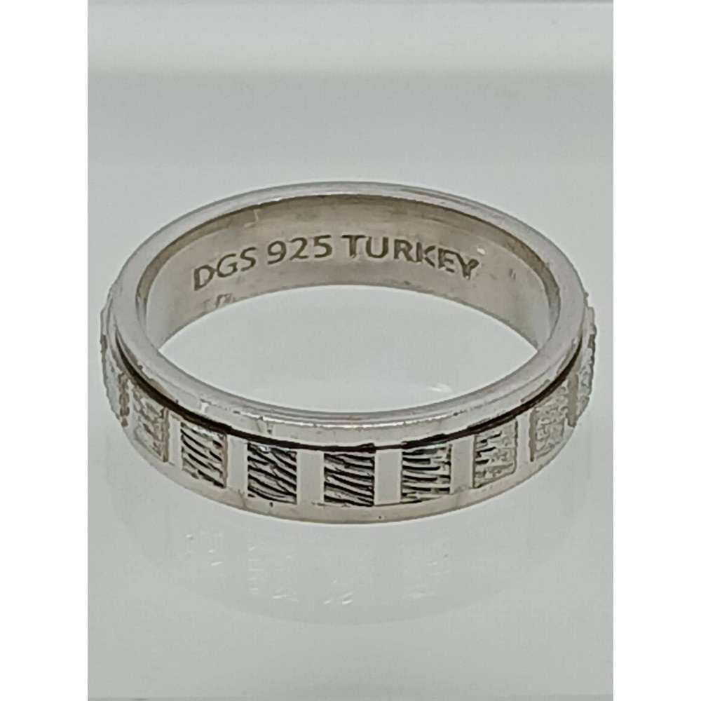 925 Vintage DGS Sterling Silver Wedding Band Worry Stack Spinner‎ Ring Size 6